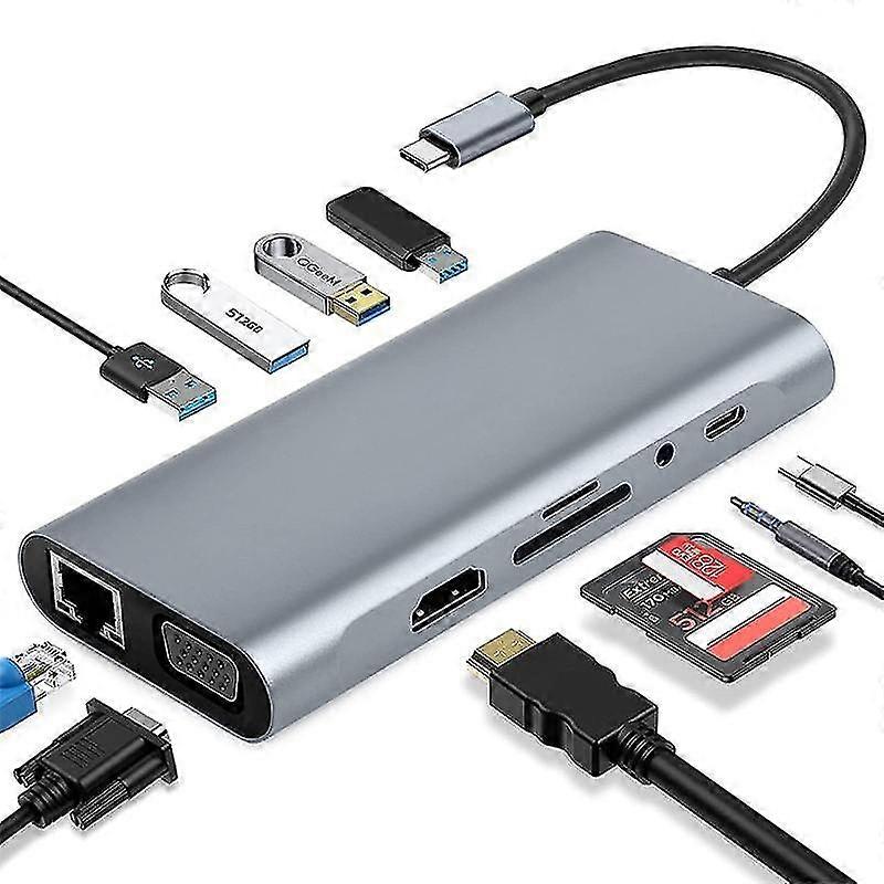 Multi-type 11-in-1 USB docking hub