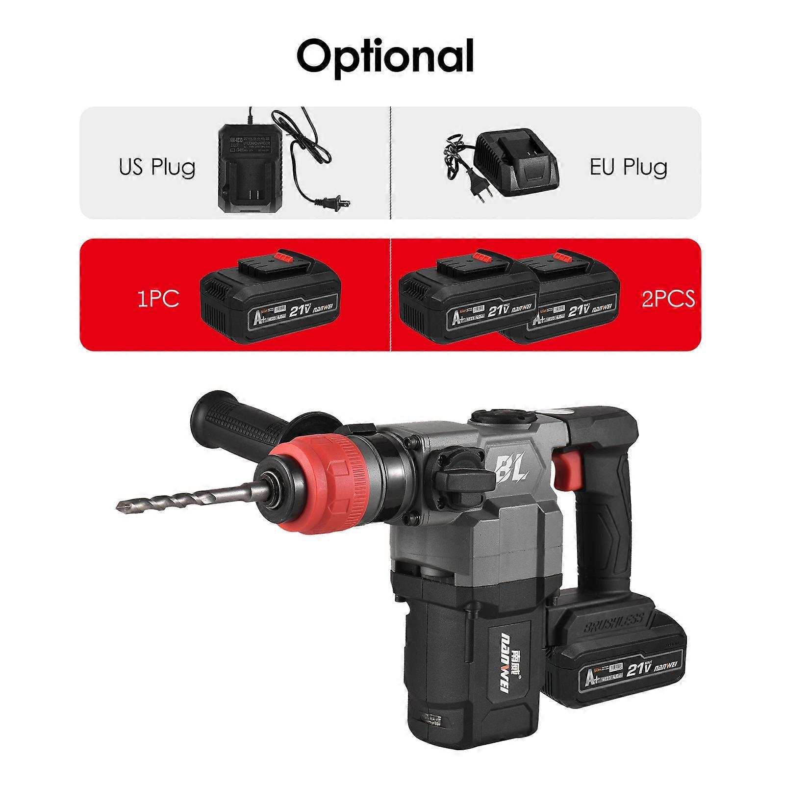 21V Cordless Brushless Lithium Hammer 4.0Ah with 4 Drill Bits