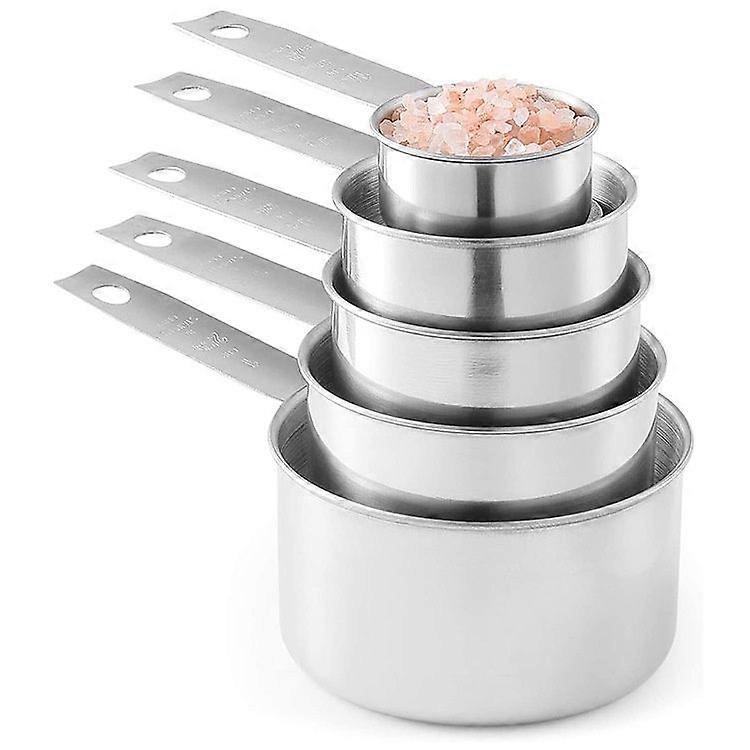 Stainless Steel Measuring Cups and Measuring Spoons 5-Piece Set, 5 Cups(Silver)
