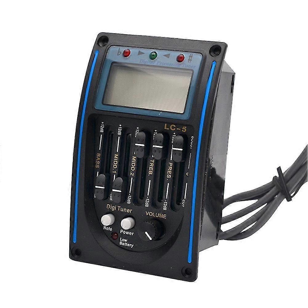 Acoustic Guitar Pickup 5 Bands EQ Preamp With LCD Screen Tuner Piezo Equalizer System New