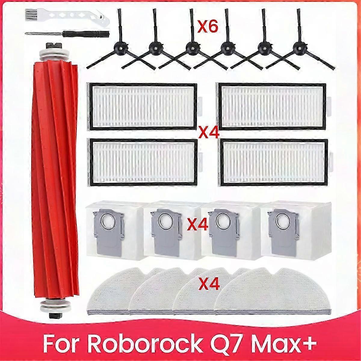 Roborock Q7 Max+ Replacement Parts Kit: Side Brushes, Filters, Mop Pads, Accessories