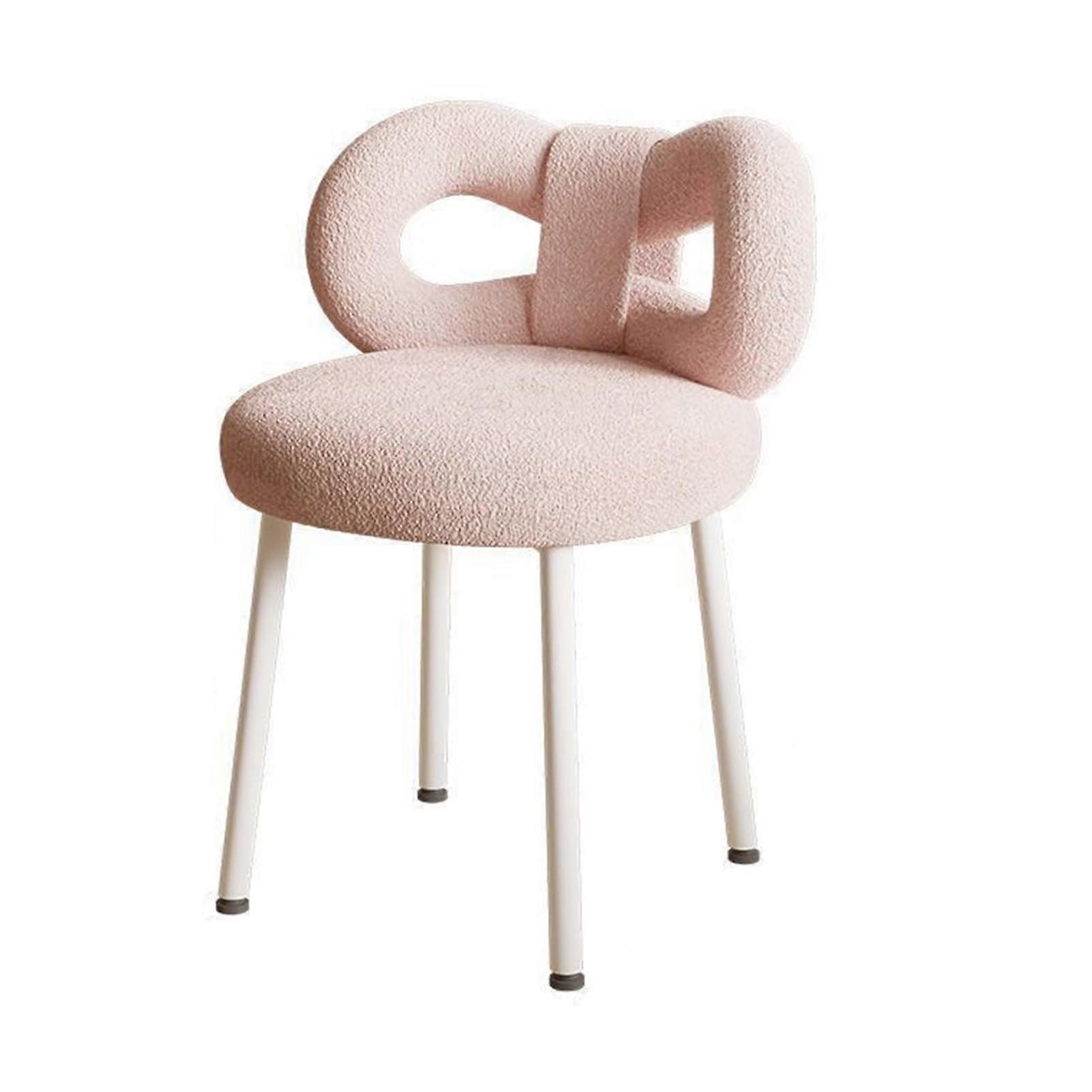 Pink Stool with Bowknot Backrest Arm-Free Makeup Chair Bedside Height Vanity Stool For Dressing Table Or Side Table