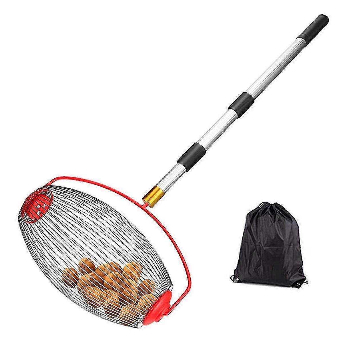 Garden Nut Picker with Stainless Steel Drum for Pine Cone and Walnut Waste Collection