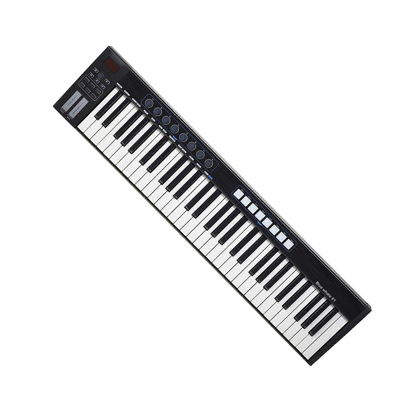 Blue Whale 61-Key USB MIDI Controller Keyboard, Silver, 92.5x21.2cm