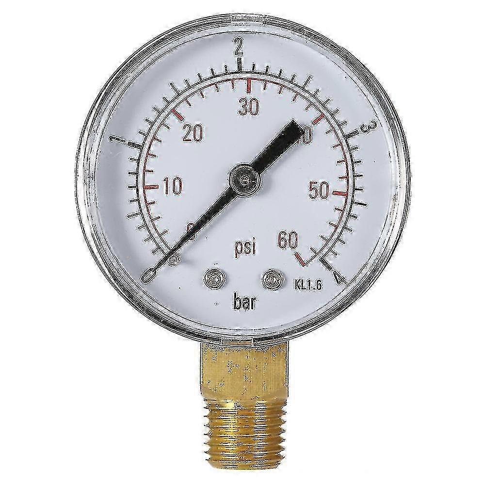 2025 50mm 0~60psi 0~4bar Pool Filter Water Pressure Dial Hydraulic Pressure Gauge Meter Manometer 1/4" Npt Thread