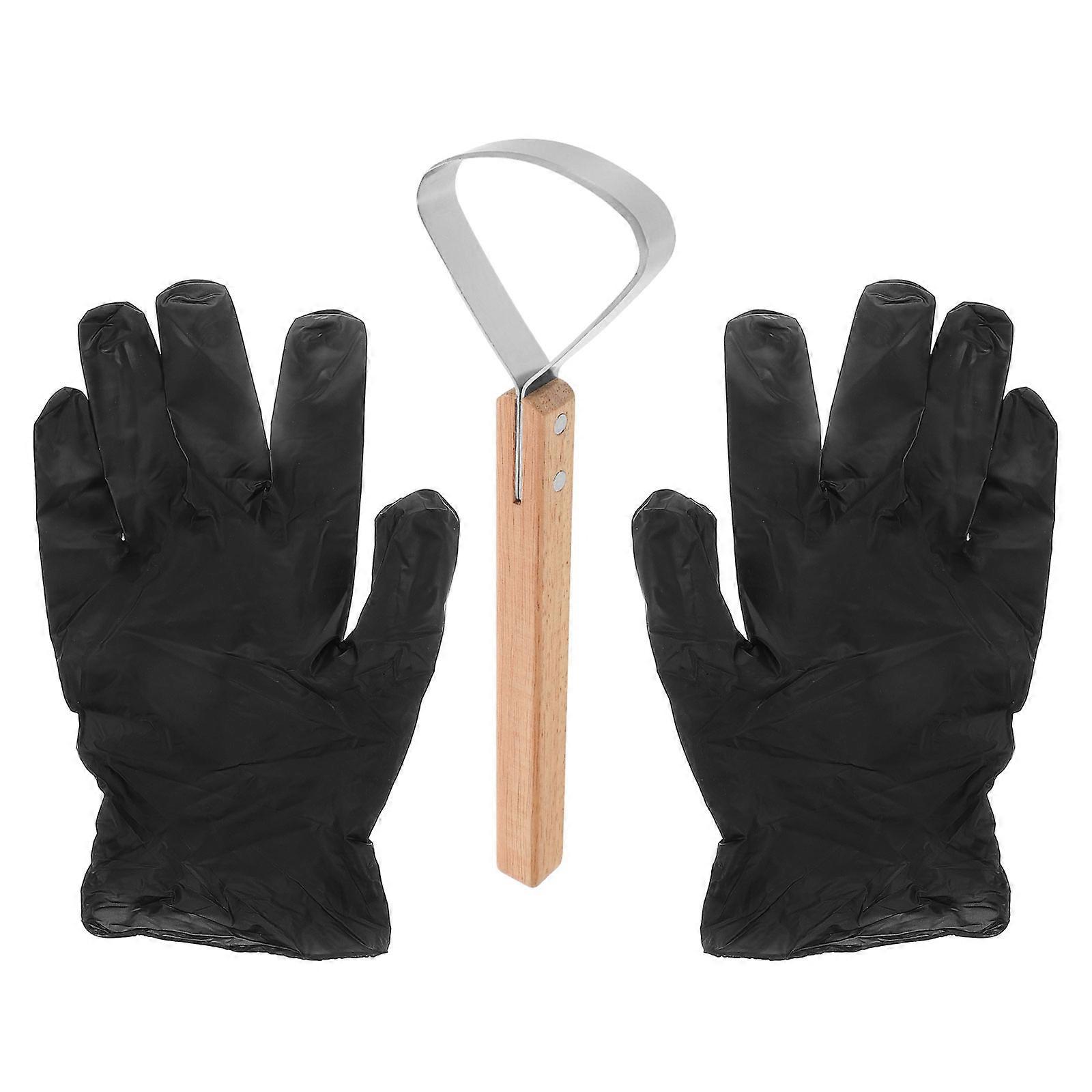 Long Handle Tool For Leatherworking 29X8.3X2CM Black Flesh Removal 1 Set