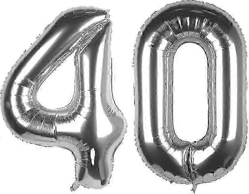 40 inch Silver 40 Number Jumbo Foil Mylar Helium Balloons - Party Decoration Supplies Balloons - Gre