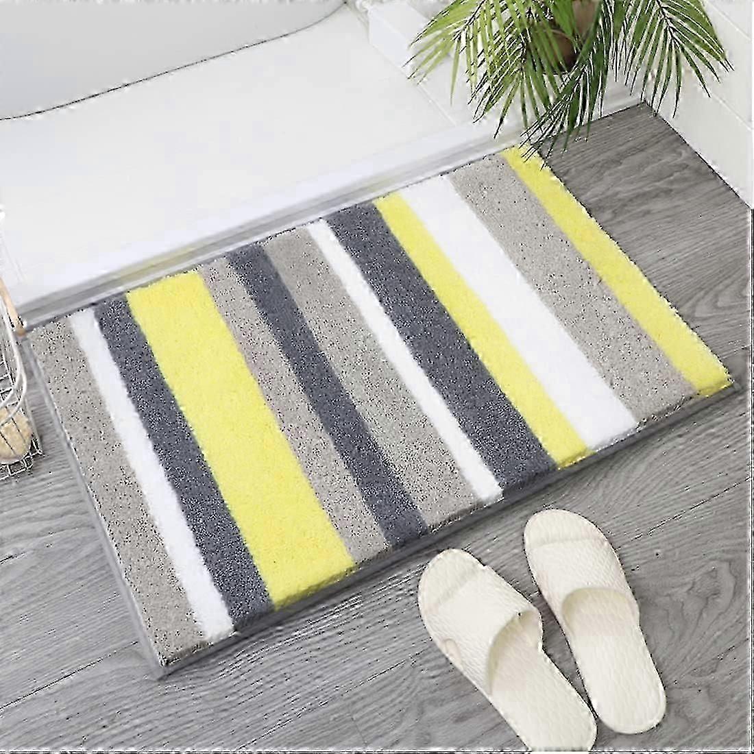 Machine Washable Non-Slip Bath Mat, Ultra Soft Thickened Absorbent Shower Mat Microfiber Bathroom Decor, Yellow40x60cm GROOFOO