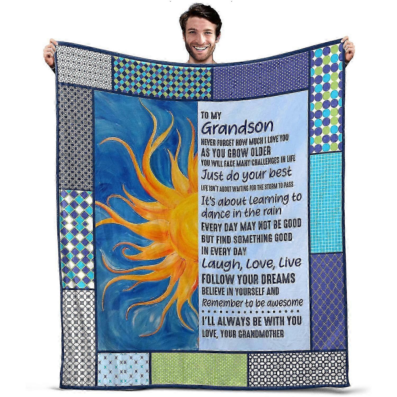 Oasisdream Lightweight and Smooth Blanket for Grandson with Just Do Your Best Print