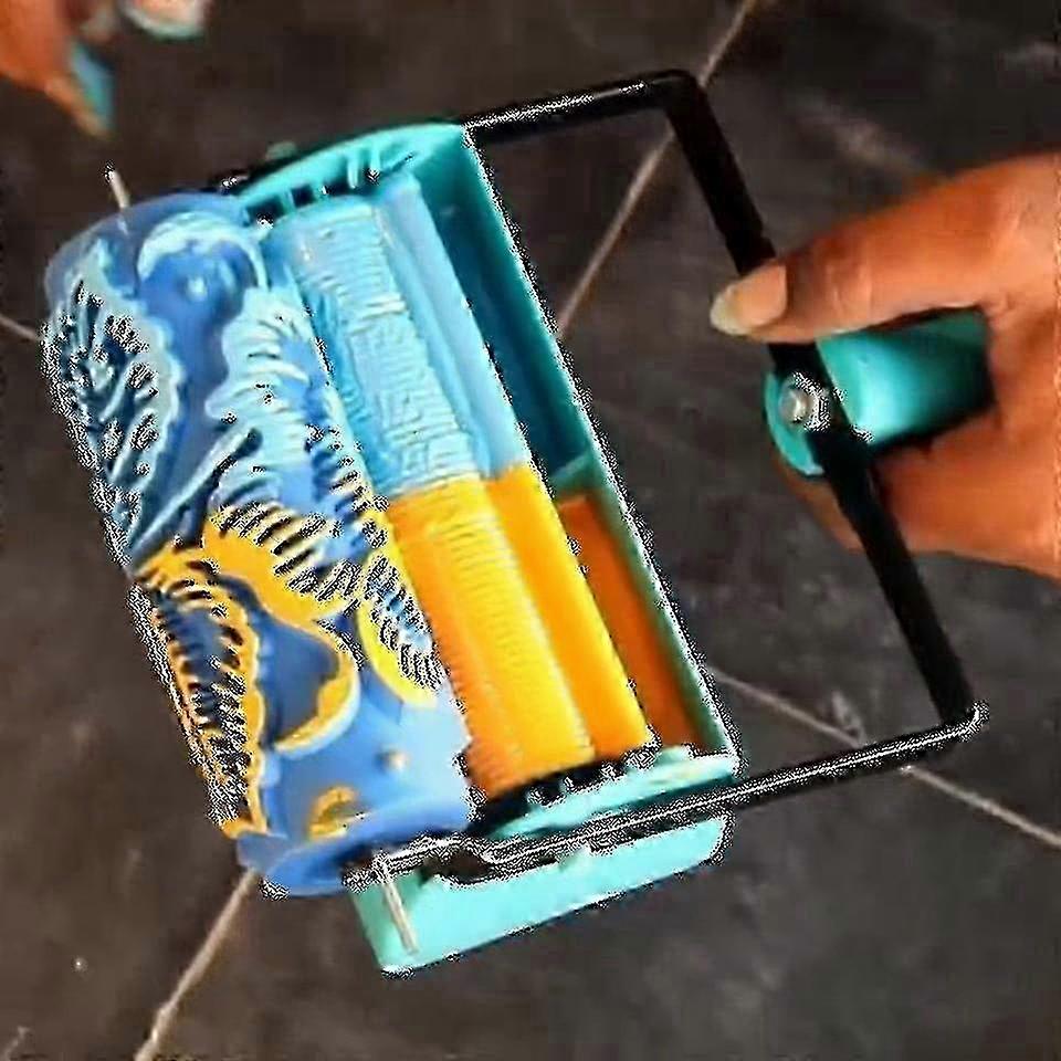 Flower Wall Decoration Patterned Paint Rollers 5" Rubber Brush Reusable