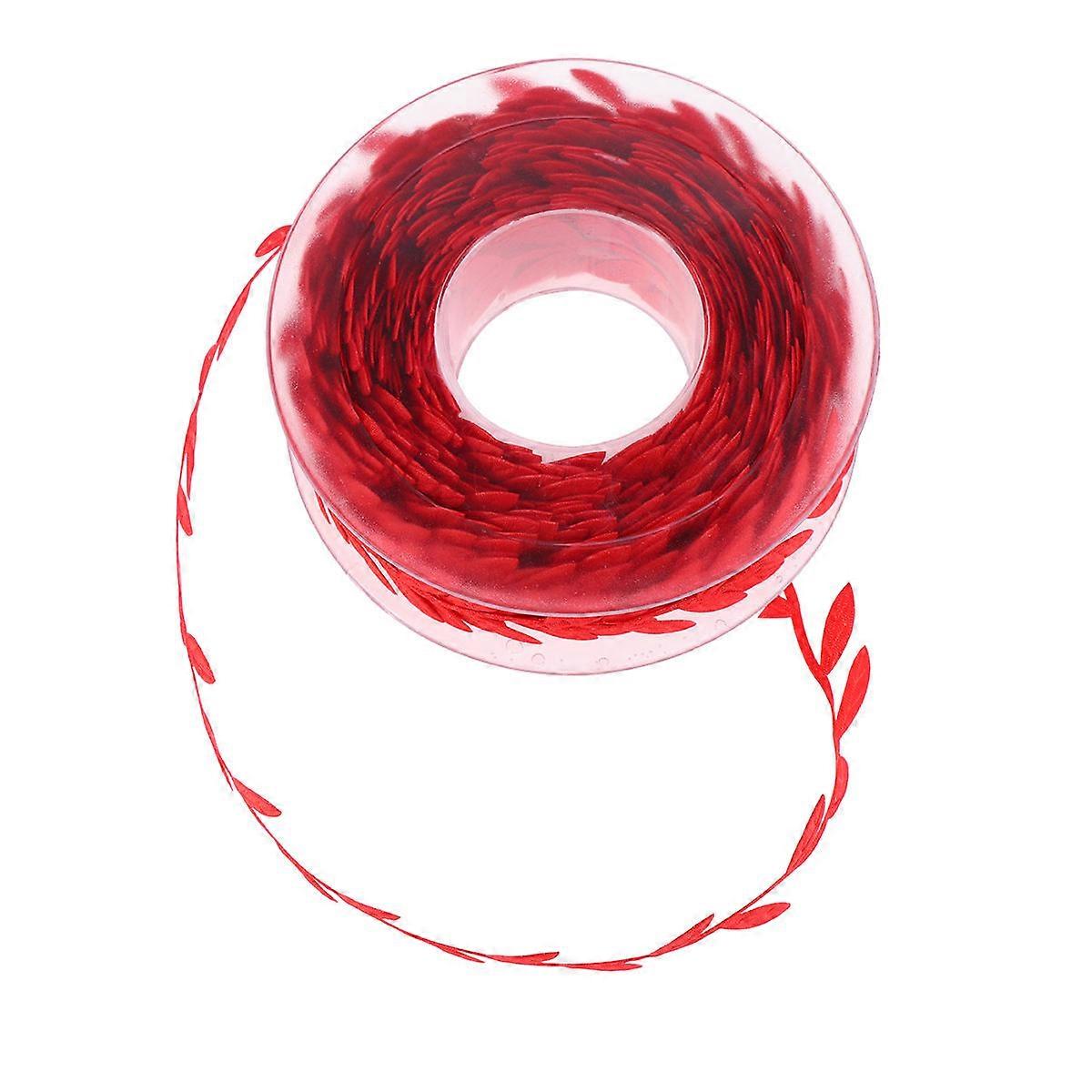 Ultrasonic Embossed Gift Ribbon Leaf Shape for Decoration 1 Roll Red
