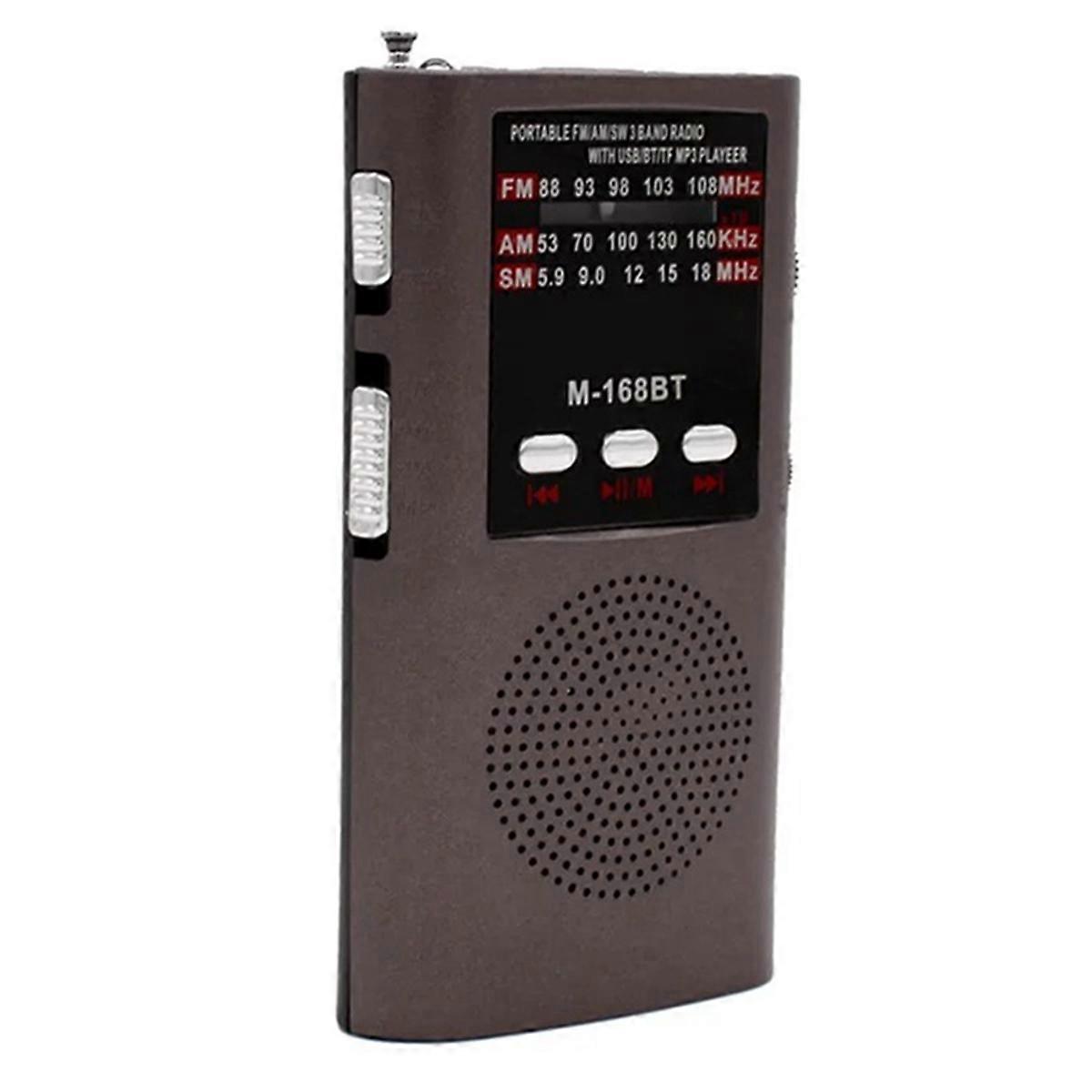 Mini Pocket FM AM SW Radio Bluetooth Speaker LED Flashlight