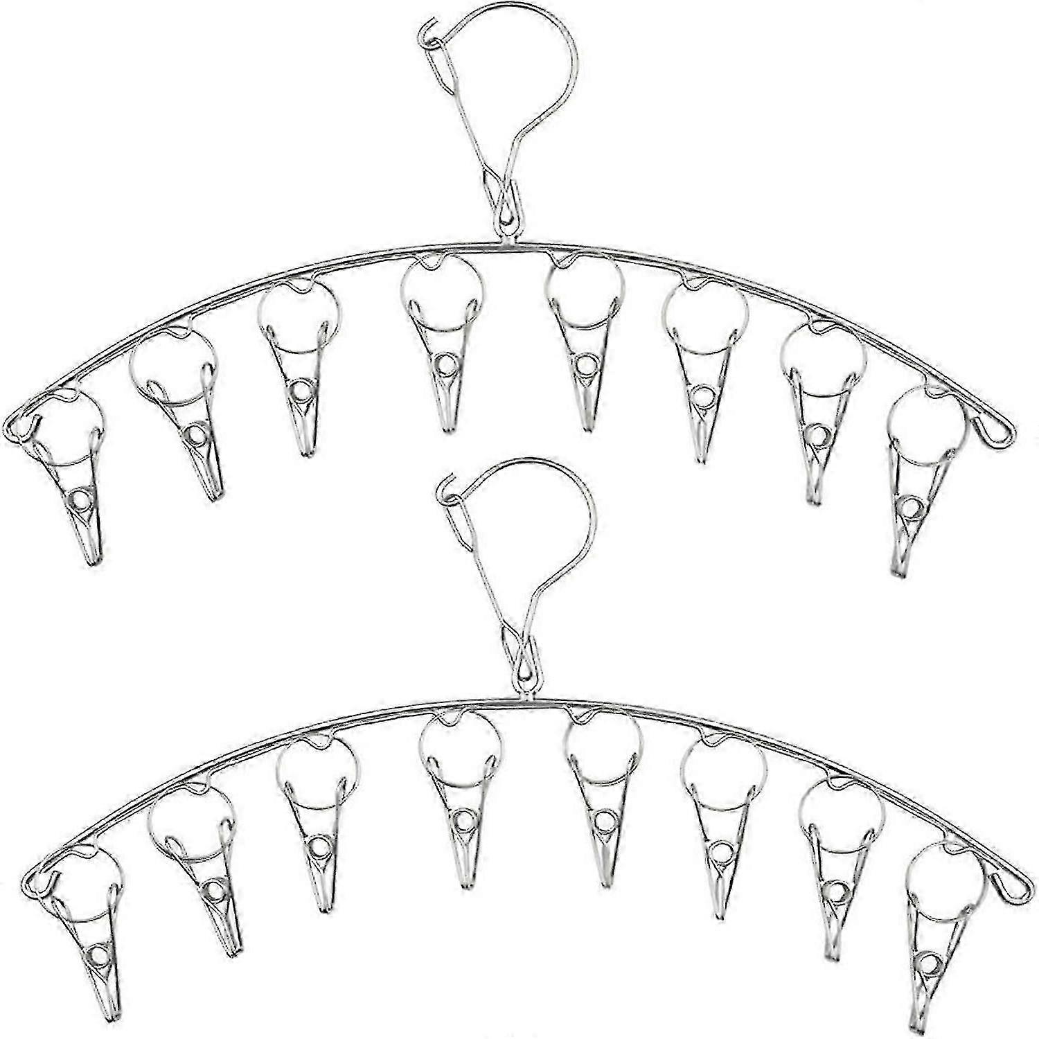 2Pcs Clothes Drying Hanger, Stainless Steel Material, Windproof Design for Small Laundry Items