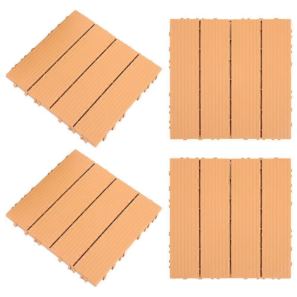 Brown Outdoor Deck Tiles Plastic Interlocking Deck Tile for Patio 4Pcs