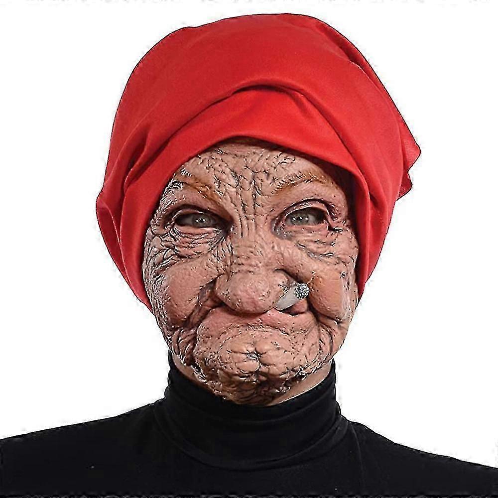 Halloween Old Nana Latex Masca cu eșarfă cap