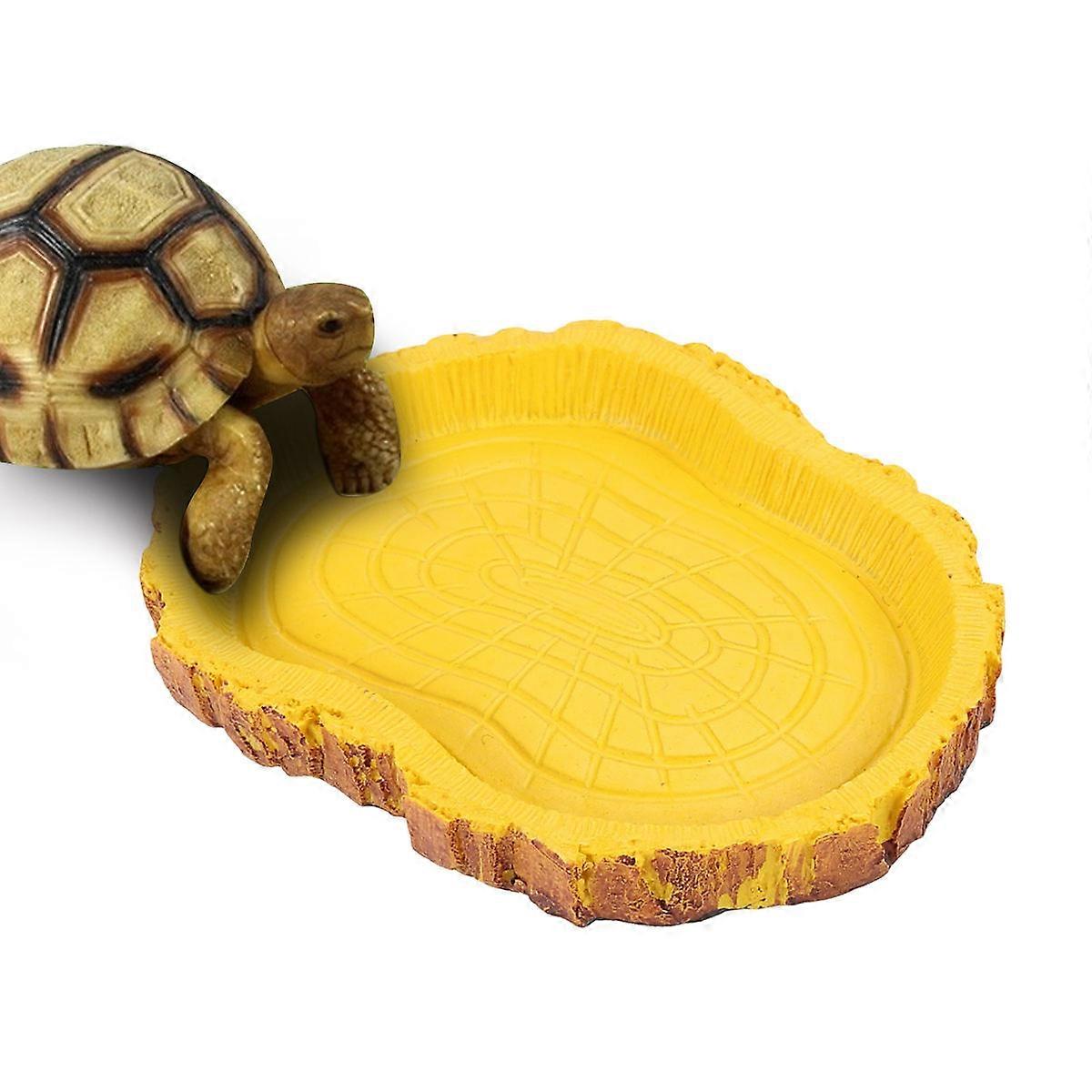 Yellow Reptile Basin Food Bowl for Pet Use Resin Material