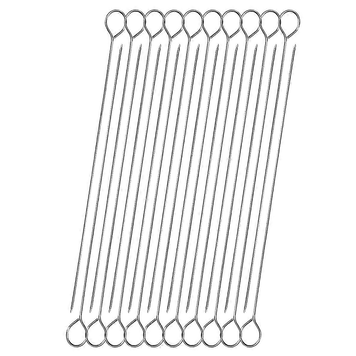 20 PCS BBQ Metal Skewers Stainless Steel, Air Fryer Skewers 30cm Reusable Kebab Skewers for Grilling