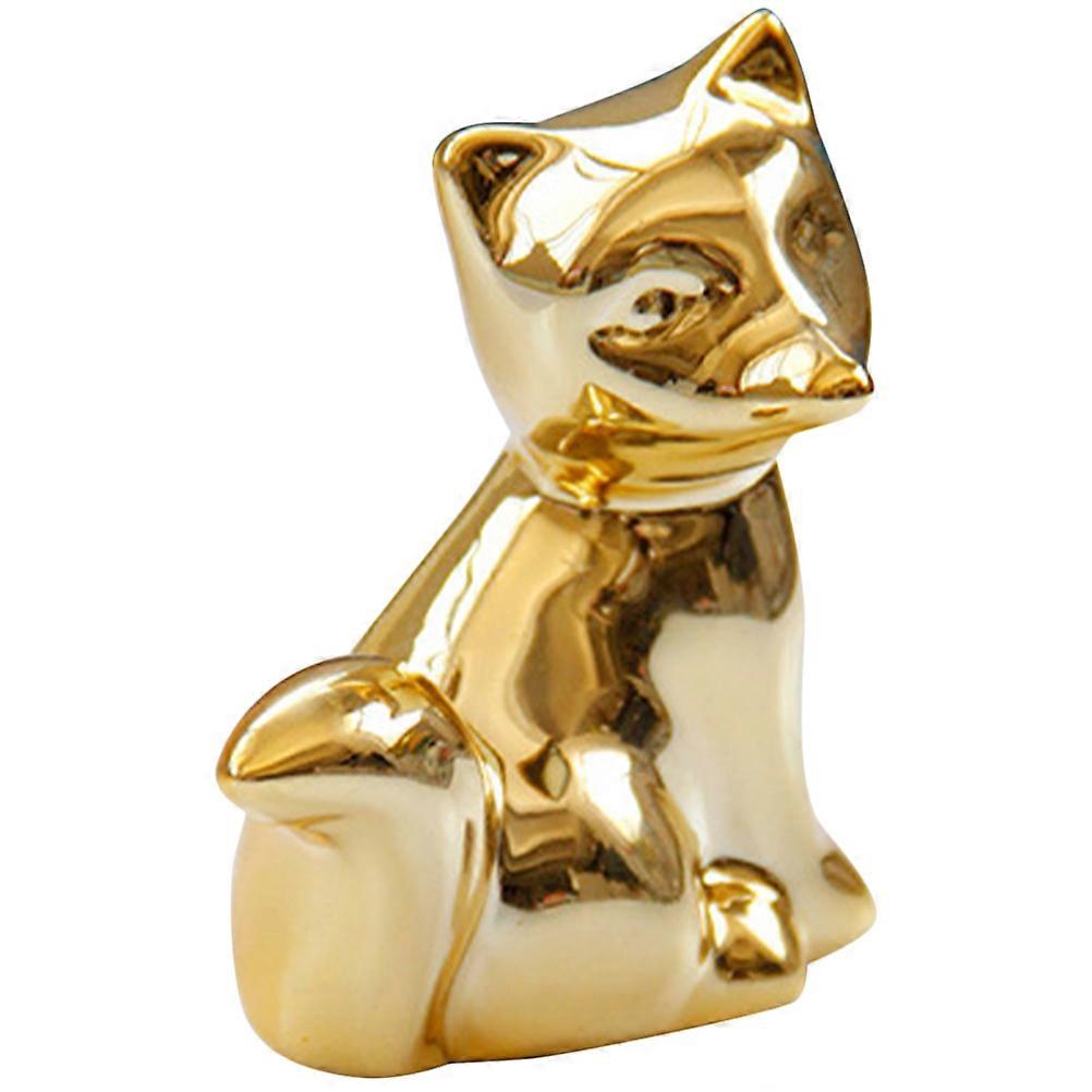 Ceramic Fox Decor for Decoration 5Pcs Golden Tabletop Ornament