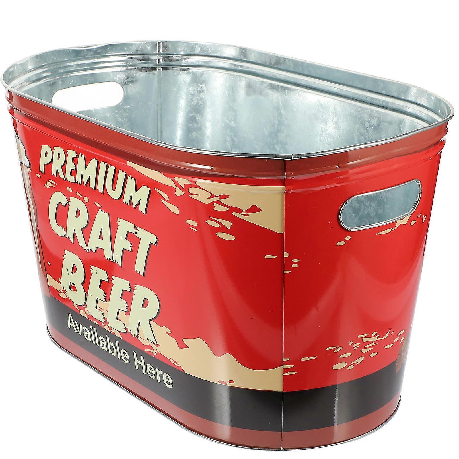 Bucket For Parties Ice Cube Bucket Red Iron Drink Cooler Home Use 1Set