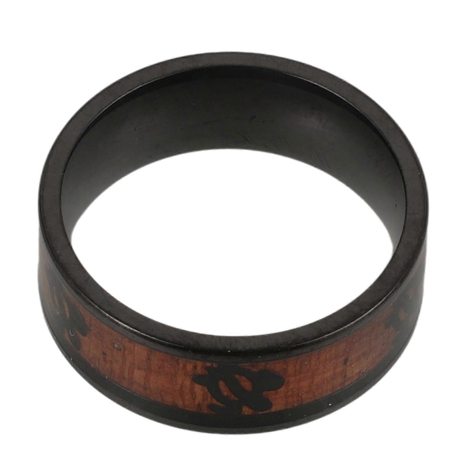 Wood Grain Ring For Men In Coffee Color With Retro Style Crafted From Titanium Steel Featuring Turtle Pattern For Daily Decoration 3Pcs