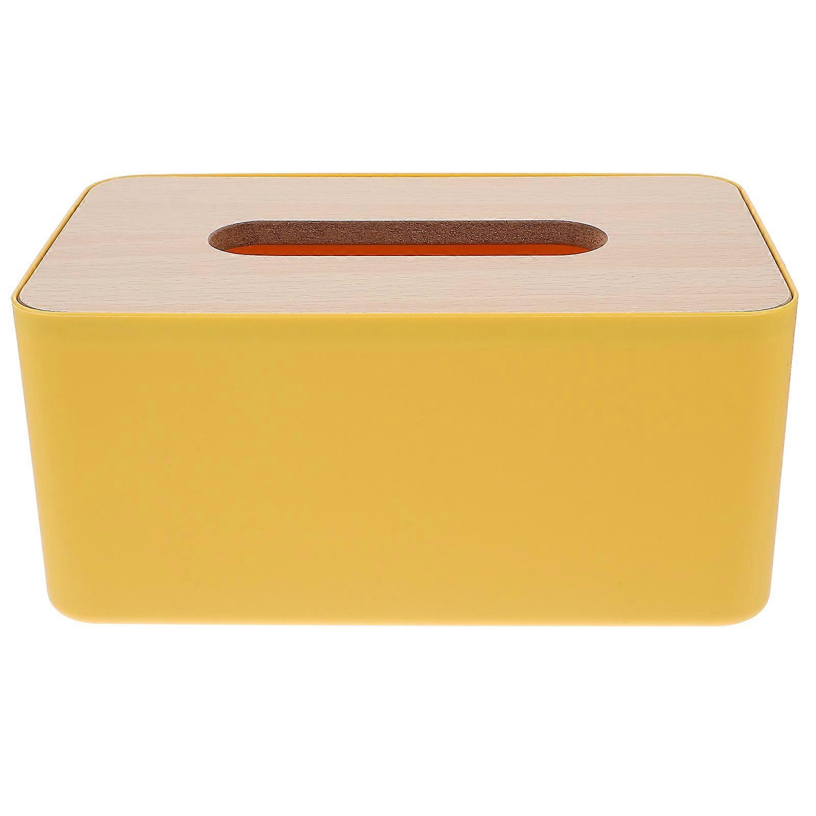 Yellow Tissue Organizer 3Pcs Rectangular Box Suitable For Dressing Table Office Desk With Tissue Extraction Function