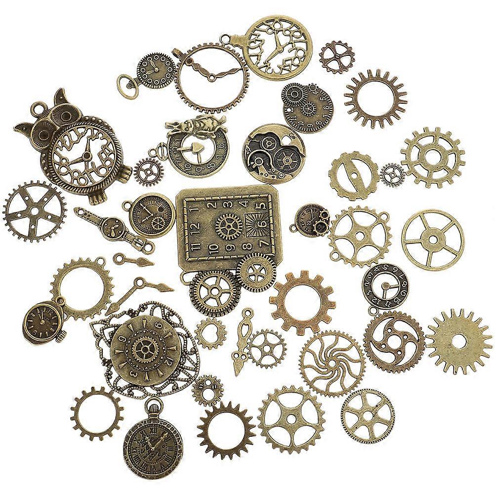 Gear Shaped Charms Set Of Steampunk Gears For Handmade Projects In Dark Brown Alloy