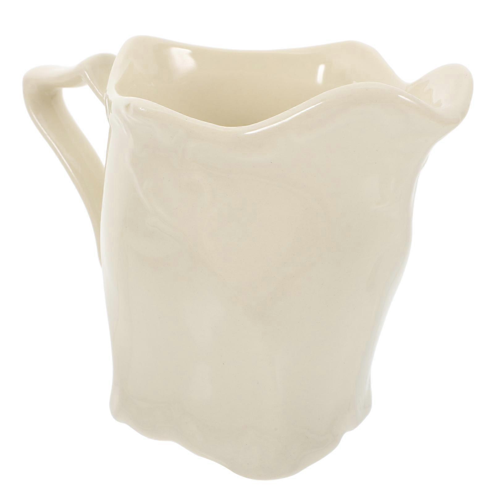 Ivory Ceramic Creamer Pitcher for Coffee and Tea 2Pcs Porcelain Jug