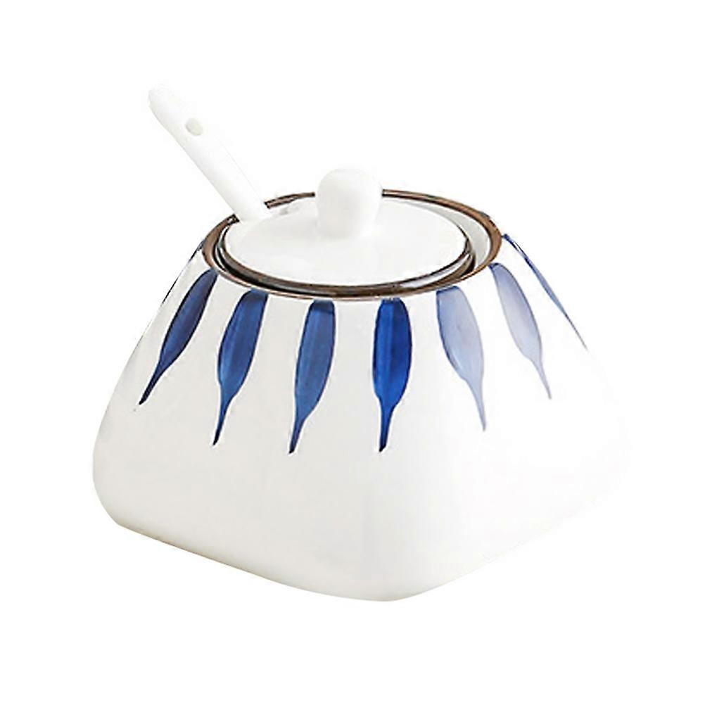 Creative Spice Jar 2Pcs Ceramic Condiment Container For Home Use Square Shape White Moisture-proof Storage