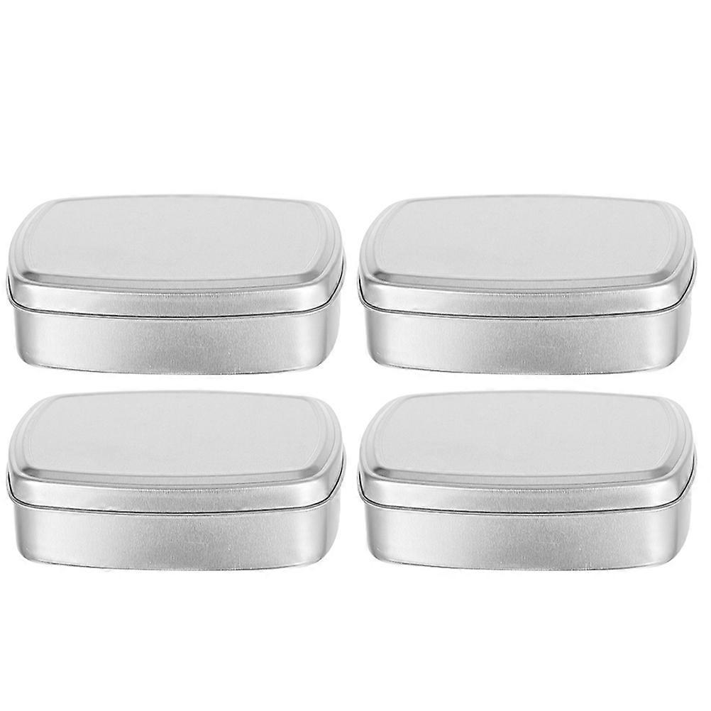 4Pcs Silver Aluminum Containers With Lids Rectangular Soap Container For Outdoor Camping Non-Leaking