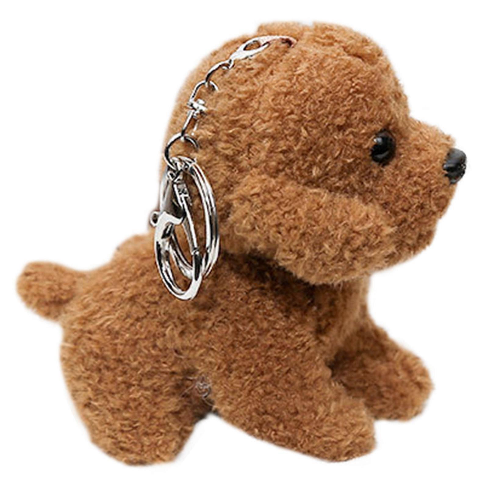Brown Plush Key Chain Hanging Pendant for Decorative Use 3Pcs Set