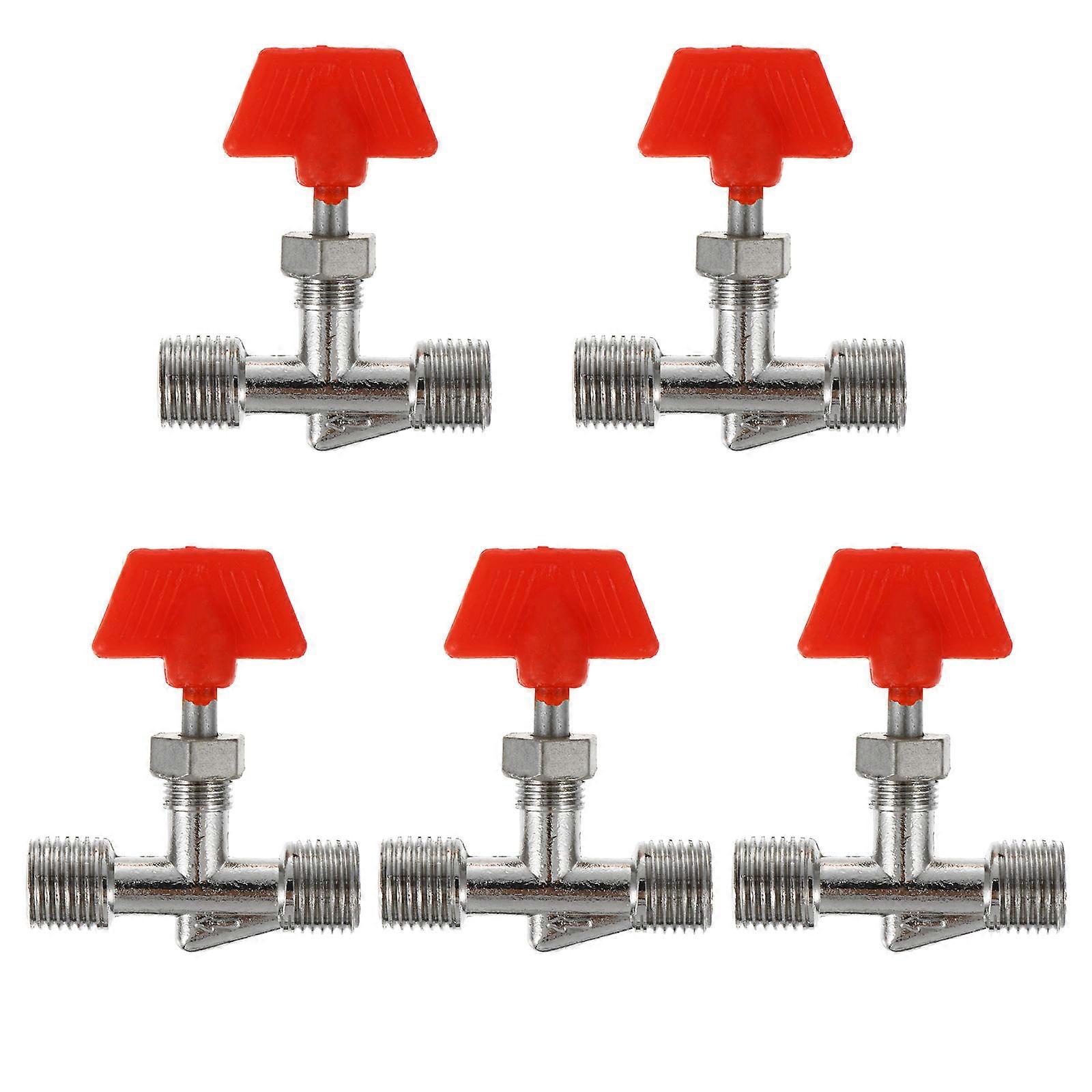 Air Compressor Connect Air Pipe Joint Valve Round Shape Red Color 5.4X4.2CM Copper Material 5Set