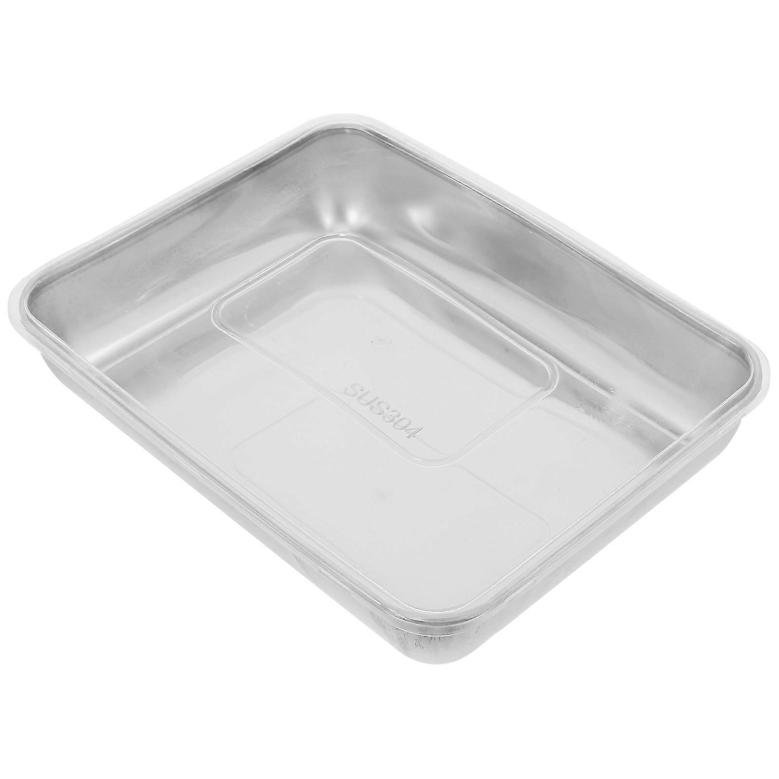 Oven Baking Pan Stainless Steel Rectangle with Silicone Lid 5Pcs