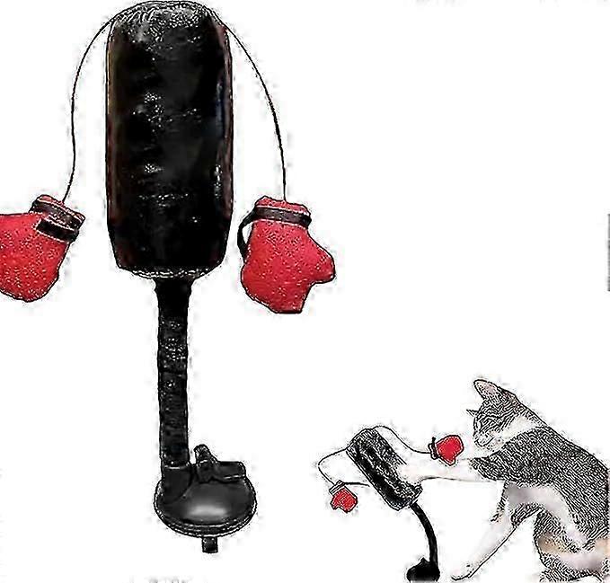 Cat Boxing Toy Punching Bag Play Gym with Spring-Loaded Bobbing Action, Suction Cup Base, Bells & Crinkles, Interactive Cat Toy for Indoor Cats