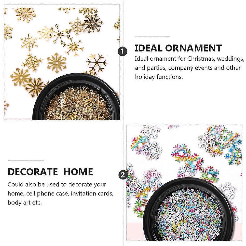 Nail Art Sequins Snowflake Nail Sticker for 3 Boxes Assorted Color