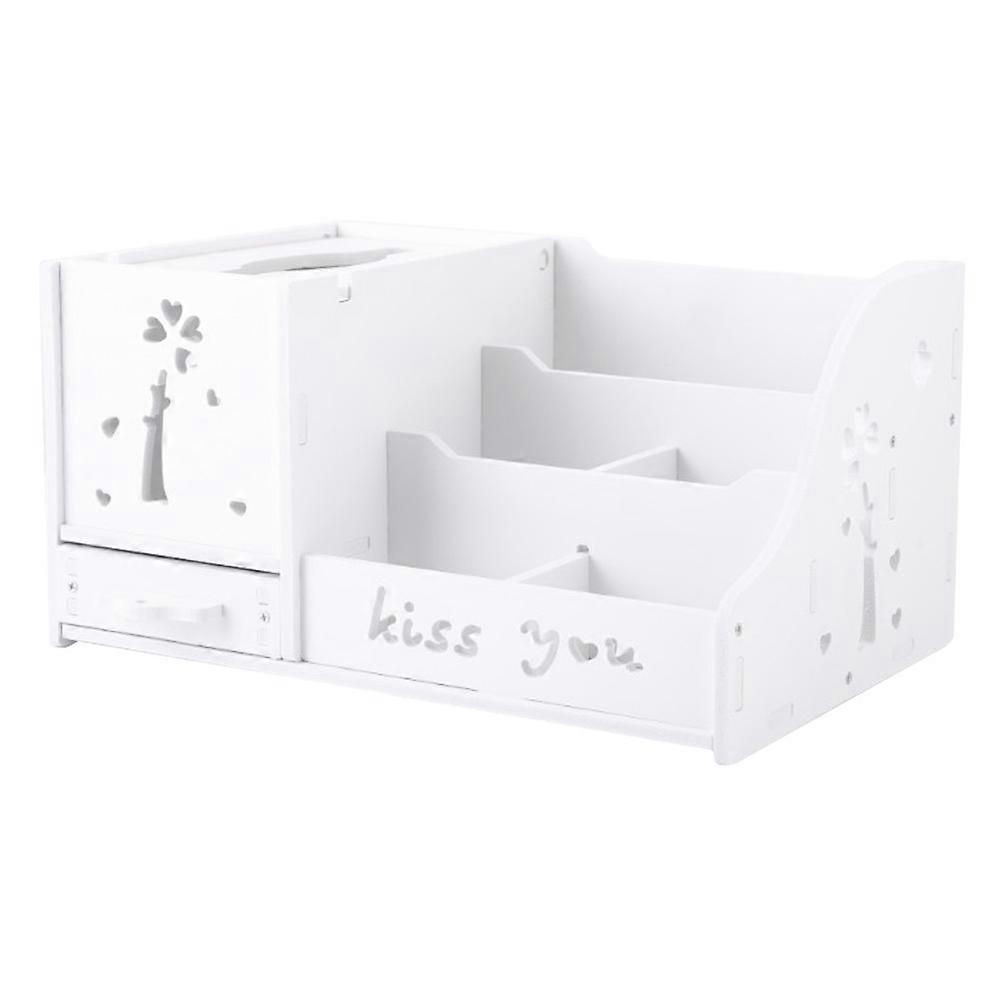Multifunctional Tissue Box Wooden Napkin Holder 2Pcs White Set