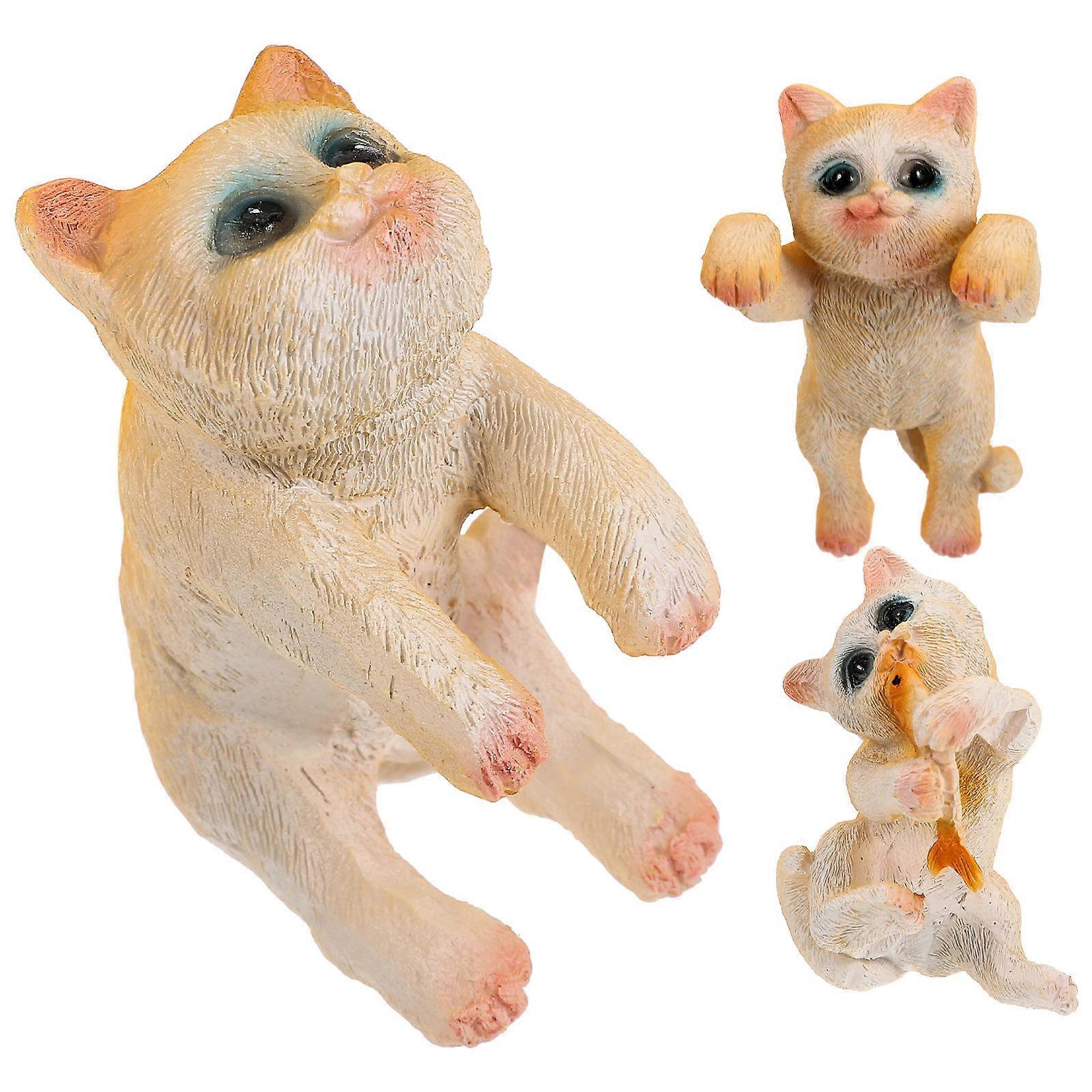 Fishing Decor Cat Statue Decor for Decoration 6Pcs Mini Figurines