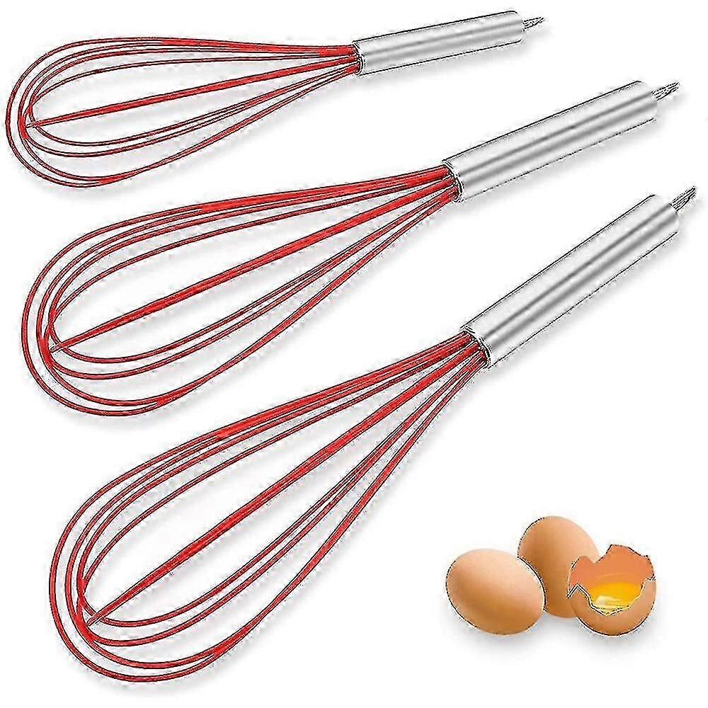 3 Pack Very Sturdy Kitchen Whisk Silicone Balloon Wire Whisk Set