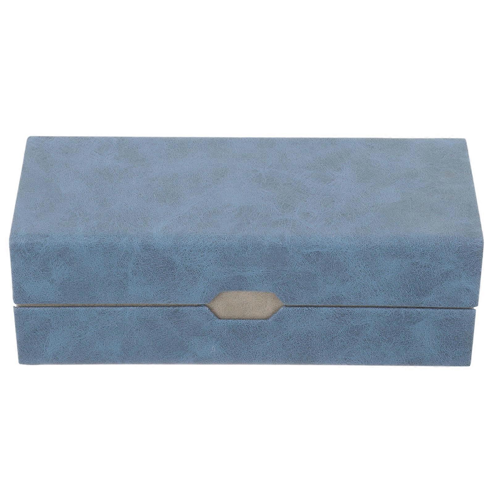 Double Glasses Case Portable PU for Storage 5Pcs Blue Hard Shell Box