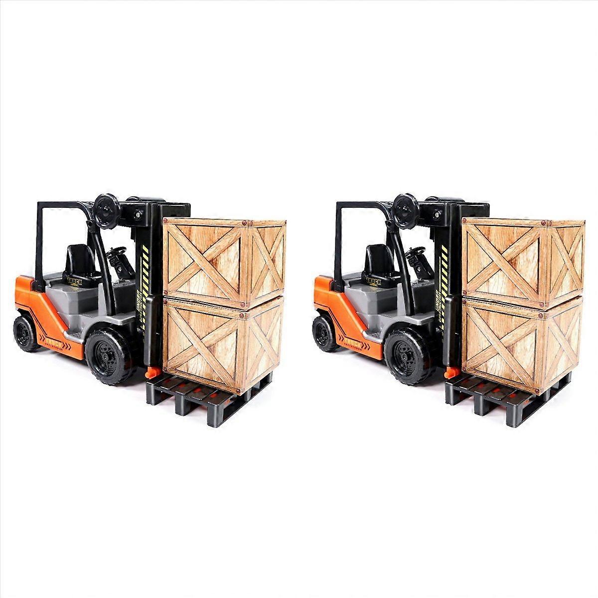 2X 1:22 Scale Lnertial Forklift Friction Fork Lift with Pallet Cargo Warehouse Truck Vehicle Model T