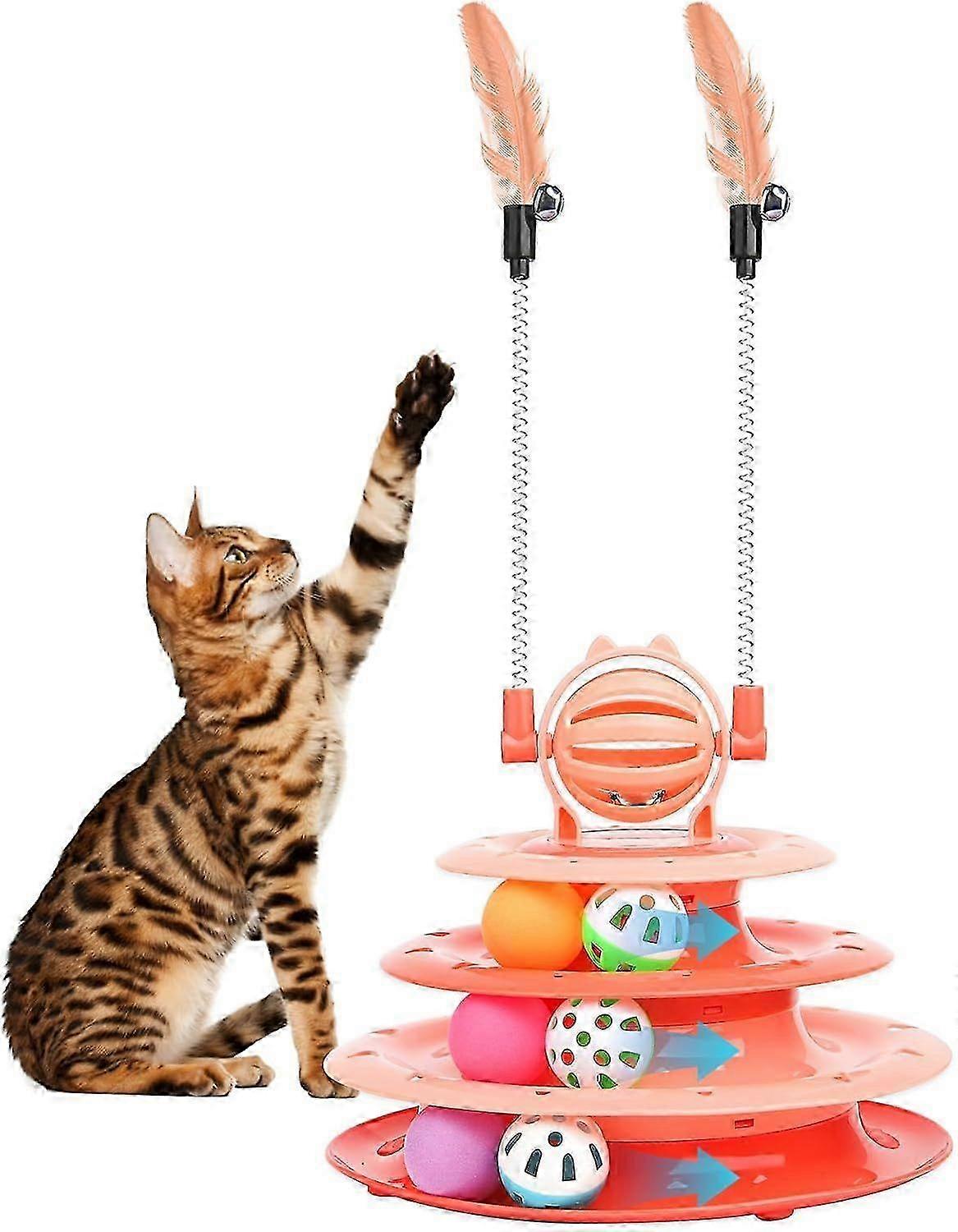 Cat Toy Interactive Pet Plaything for Indoor Kitten, Interactive Kitty Puzzle Ball with 2 Cat-Tease