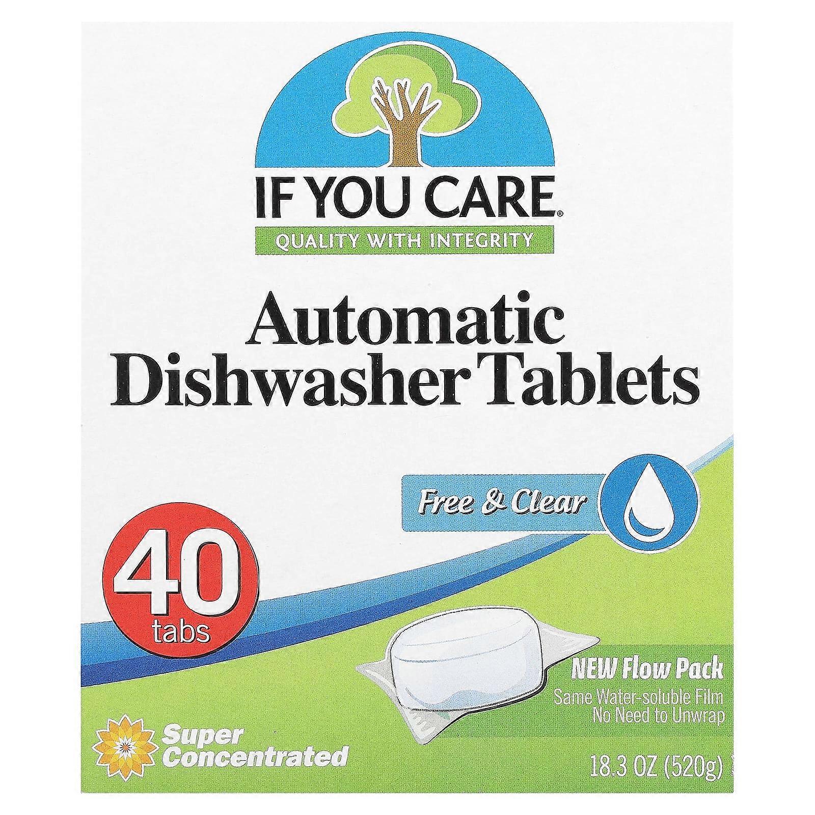 Automatic Dishwasher Tablets, Free & Clear, 40 Tabs, 18.3 oz (520 g)