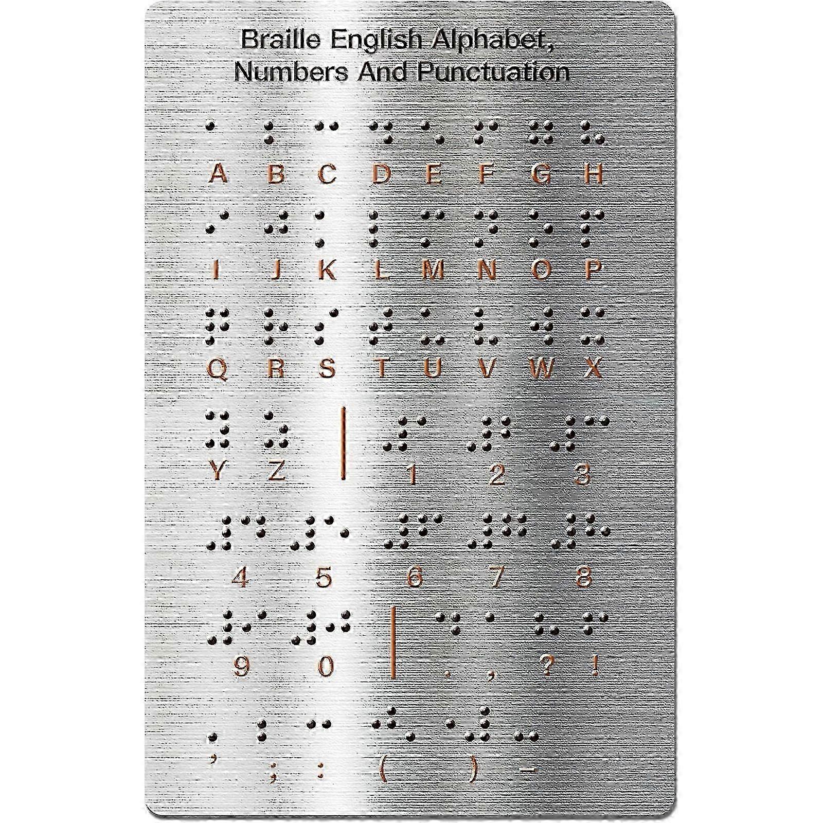 Metal Braille Raised Dots Braille Alphabet Numbers Punctuation Chart Portable Tools For Visually Impaired Children Room Game Teaching miao7