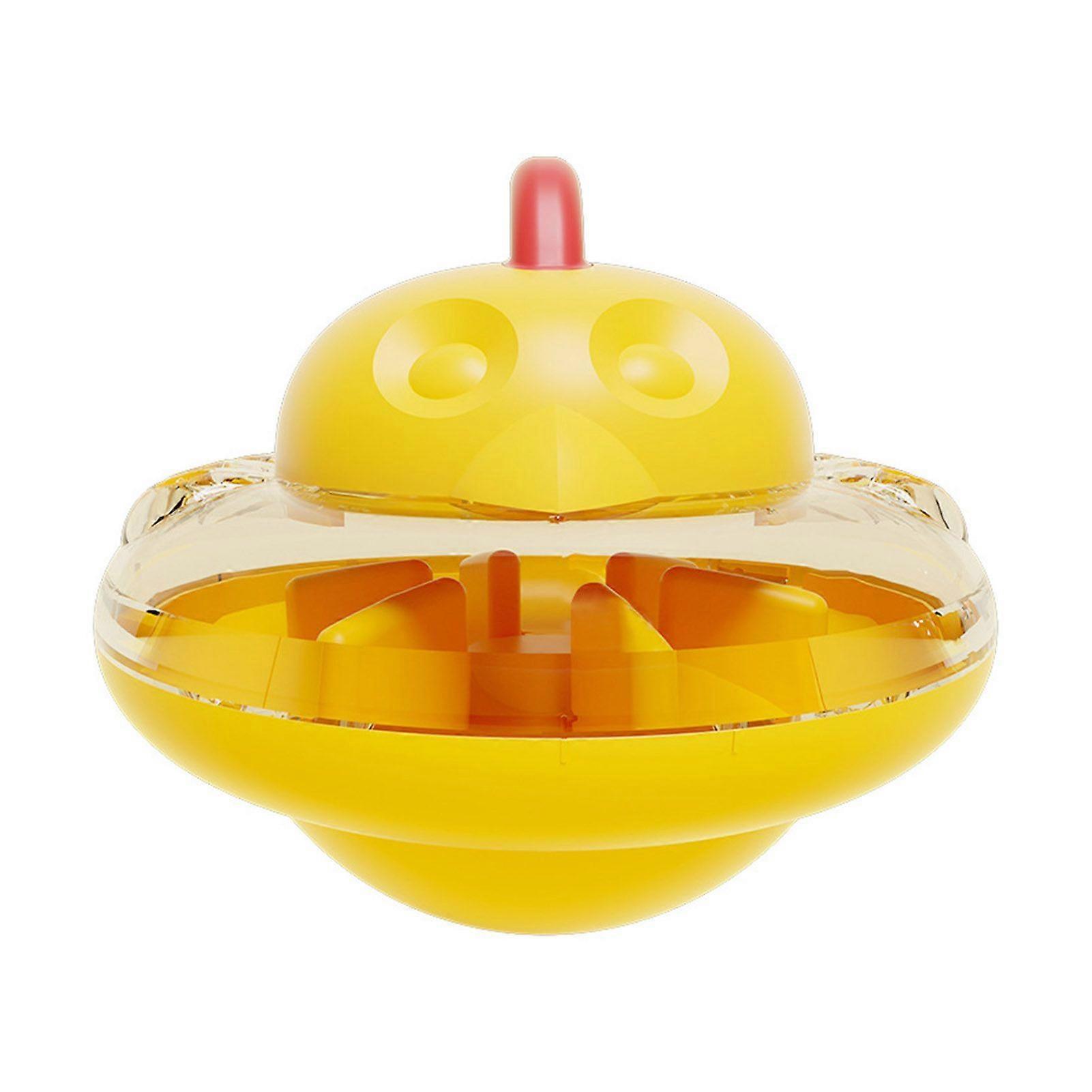 Interactive Cat Puzzle Feeder Toy Flying Saucer Design Treat Dispensing Slow Feeder with Adjustable Outlet for Indoor Cats