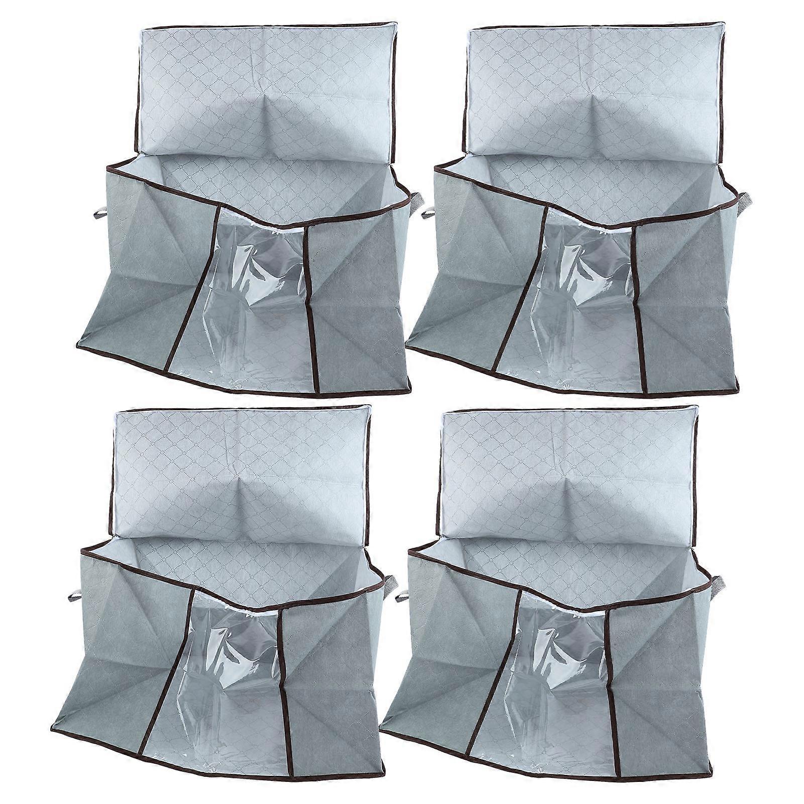 4Pcs Gray Nonwoven Fabric Quilt Dustproof Storage Box Storage Case Organizer Container for Bedroom 