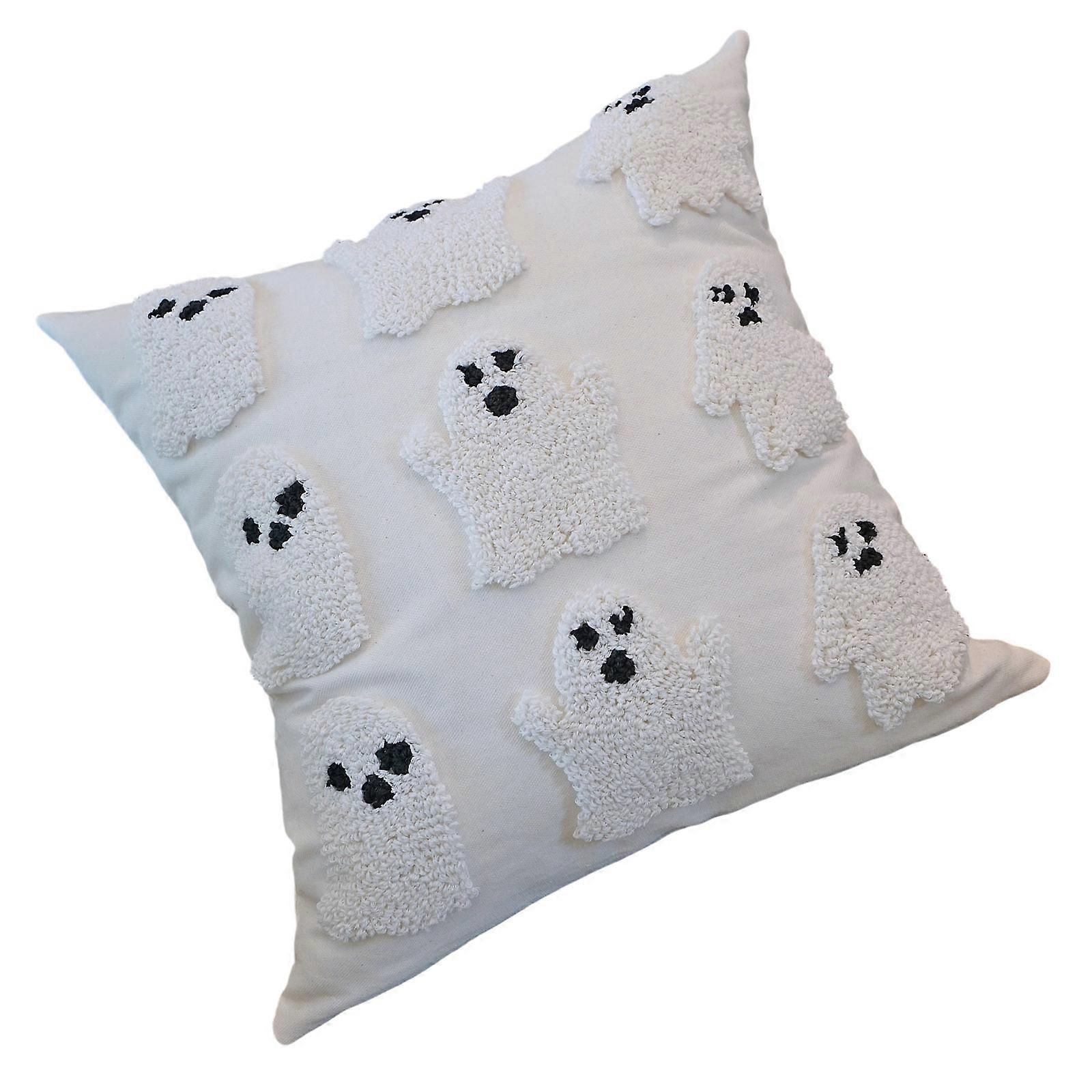 Embroidered Halloween Wight Pillow Cover Component Soft cushions cases For Holiday Multiple Sizes Available Removable easy to clean  45x45cm