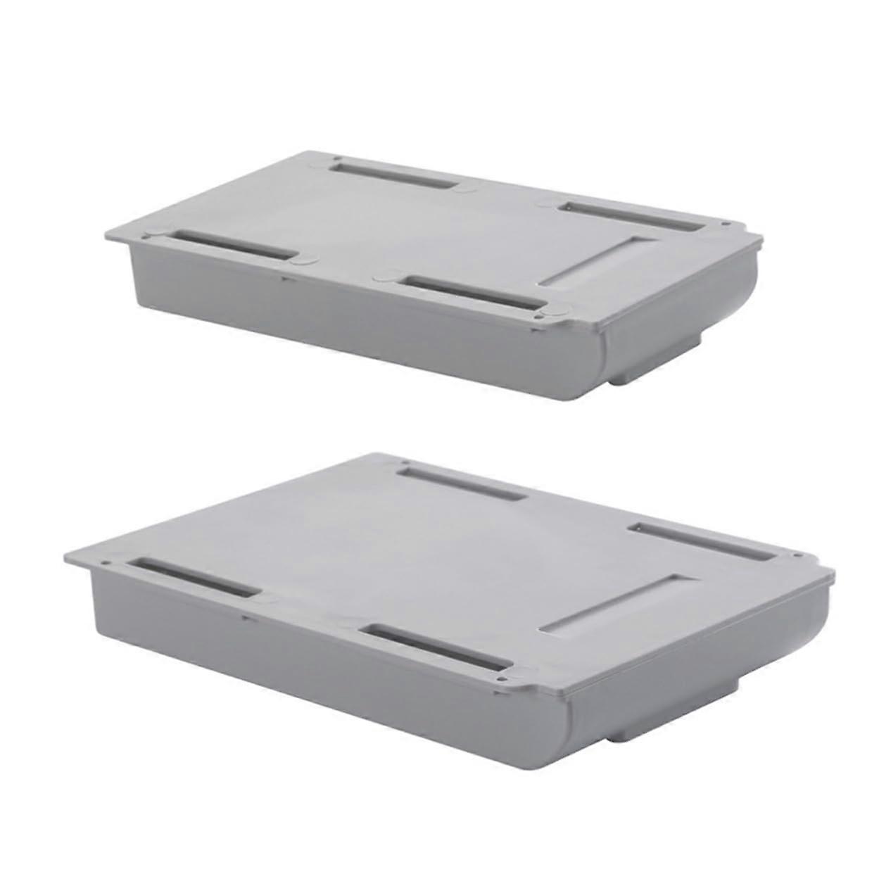 SelfAdhesive Under Desk Drawer Organizer Gray 2Pack Plastic PullOut Hidden Storage No Drill Installation