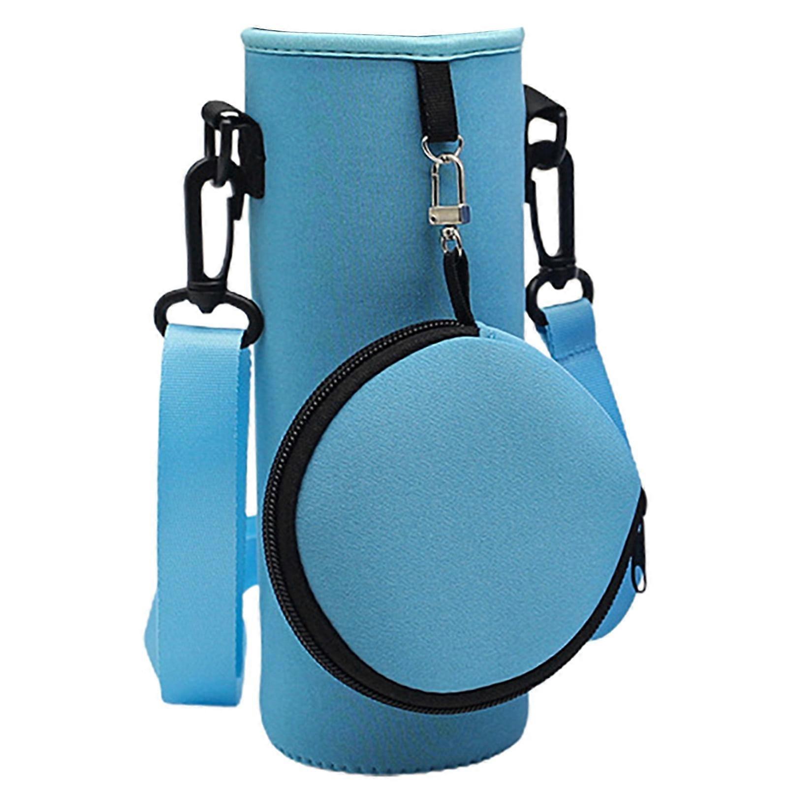 Hariumiu Cup Sleeve with Pouch, Adjustable Strap, Insulated Carrier for Water Bottle - Blue, compatible with most cups