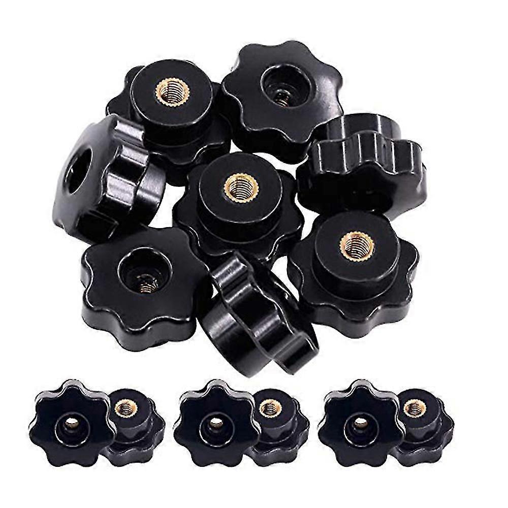 15pcs M6 Star Knob Clamping Handle Nut Through Hole Set Brass Female Threaded Handle Screw On Knob