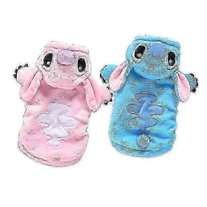 Stitch Coat Jacka Husdjur Hundkläder Sammetskläder Hundar Super Söt Chihuahua Tjock Höst Vinter Blå Pojke Maskotar