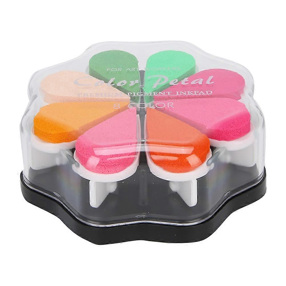 8 Colors Petal Shape Schedule Book Scrapbook Colorful DIY Stamp Ink Pad Painting Accessory1006 Botan